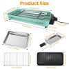 1500W Electric Indoor Grill 2 in 1 Electric BBQ Gill with Grill Net Removable Plate 5 Temperature Control 3 Small Trays Dishwasher Safe