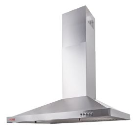 VEVOR Wall Mount Range Hood, Ductless Chimney-Style Kitchen Stove Vent, Stainless Steel Permanent Filter with 3-Speed Exhaust Fan, 2 Baffle Filters