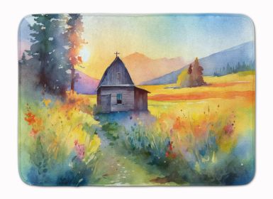Montana Bitterroot in Watercolor Memory Foam Kitchen Mat Machine Washable Anti-Fatigue Mat Cushion Comfort Bath Mat or Kitchen Rug