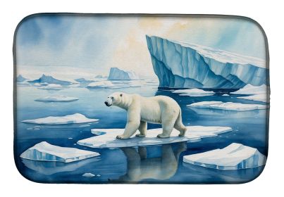 Polar Bear on the Ice Dish Drying Mat Absorbent Dish Drying Mat Pad for Kitchen Counter Dish Drainer Mat for Countertop, 14 x 21", Multicolor