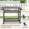 3-Shelf Outdoor Grill Table, Grill Cart Outdoor with Wheels, Pizza Oven Table and Food Prep Table, Blackstone Table with Propane Tank Hook