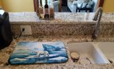 Polar Bear on the Ice Dish Drying Mat Absorbent Dish Drying Mat Pad for Kitchen Counter Dish Drainer Mat for Countertop, 14 x 21", Multicolor