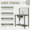 Outdoor Kitchen Island with Storage, Aluminum Kitchen Storage Island Stainless Steel Outdoor Sink w/Faucet & Drainboard