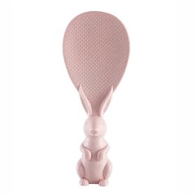 1pc Cute Rabbit Non-Stick Rice Scoop; Bunny Shape Standable Rice Scooper; Household Rice Cooker Rice Spoon; Cartoon Rice Spoon (Color: pink)