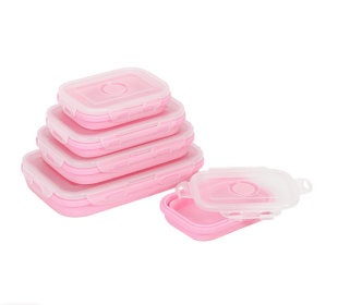 Reusable Pizza Storage Container with  Microwavable Serving Trays - Adjustable Pizza Slice Container to Organize & Save Space - BPA Free, Microwave (Color: pink, size: 1200ML)