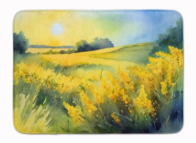 Nebraska Goldenrod in Watercolor Memory Foam Kitchen Mat Machine Washable Anti-Fatigue Mat Cushion Comfort Bath Mat or Kitchen Rug (Default: Default)